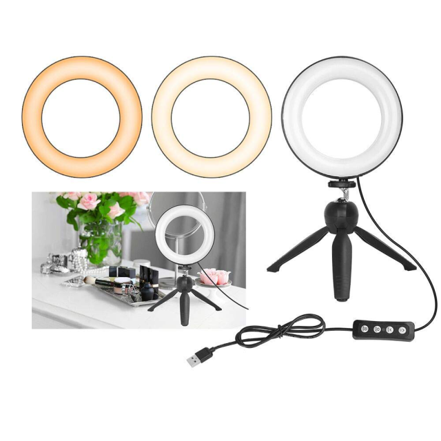 Zomei Photo Studio LED Ring Light, luce da tavolo a 6 pollici con illuminazione continua e oscuramento con mini treppiede per Youtube Video, Video Sho