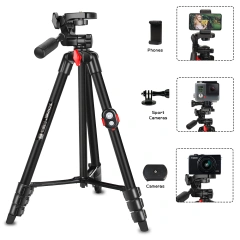 Phone Tripod, ZOMEi 53 Inch Cellpone Tripod Lightweight Portable Travel Tripod with Phone Holder for Smartphone Gopro Light Camera