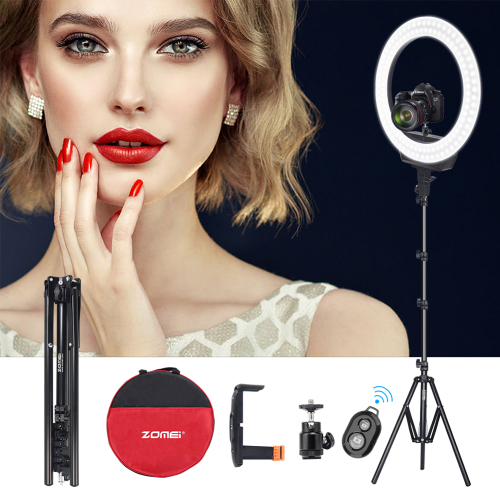 LED Ring Light-Zomei 16" Upgraded Smart LCD Standing Ring Light,38W,3000-6500K Dimmable Ringlight Set with Phone Clip,Mini Ball head and Carry bag