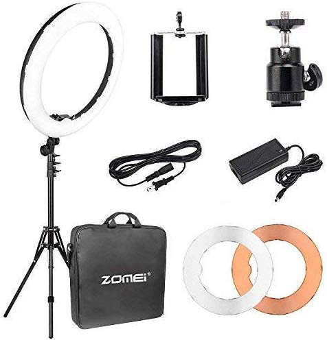 ZOMEI 14-inch Dimmable Ring Light Lighting Kit with Light Stand, Ball Head for Portrait Makeup Photography YouTube Studio Video Shooting