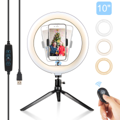 ZoMei 10" LED Ring Light with Stand, Phone Holder, 360° Ball Head, and By Remote