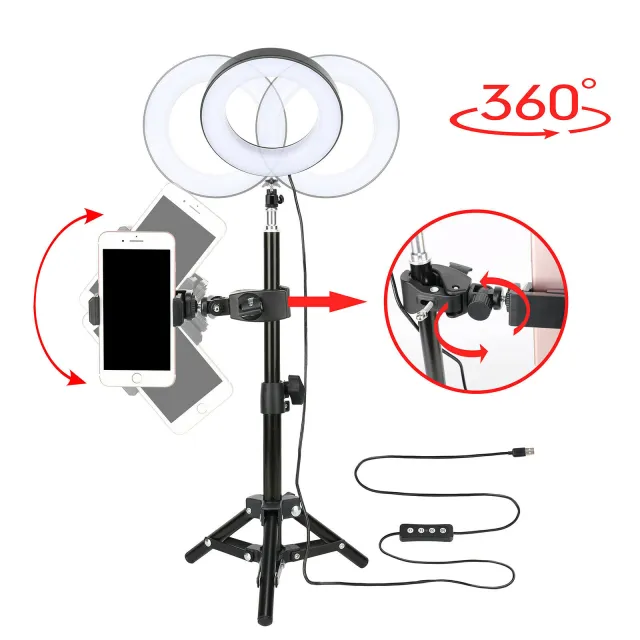 Selfie Ring Light con lampadine a Led, Flash Lamp Clip Ring Lights