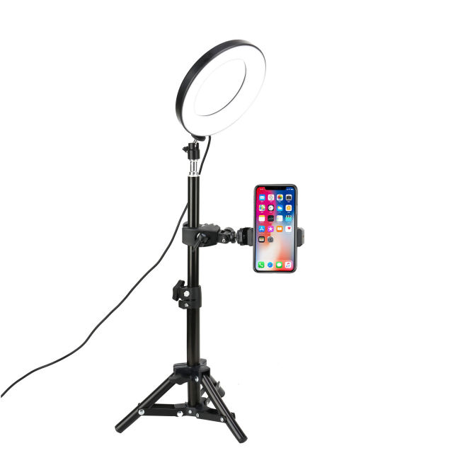 Zomei 6" Selfie Ring Light with Tripod Stand & Cell Phone Holder for Live Stream/Makeup, Mini Led Camera Ringlight for YouTube Video/Photography Compa
