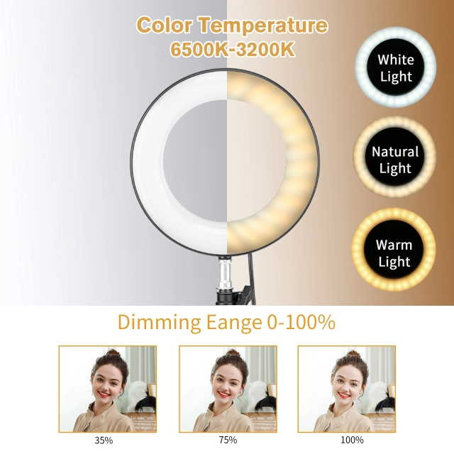 Zomei 6" Selfie Ring Light with Tripod Stand & Cell Phone Holder for Live Stream/Makeup, Mini Led Camera Ringlight for YouTube Video/Photography Compa