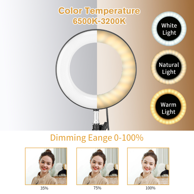 Zomei 6" Selfie Ring Light with Tripod Stand & Cell Phone Holder for Live Stream/Makeup, Mini Led Camera Ringlight for YouTube Video/Photography Compa