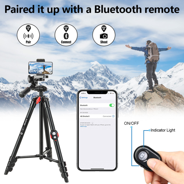 ZOMEi Phone Tripod 54 Inch Cellphone Tripod Lightweight Portable Travel Tripod for Smartphone and Sport Camera