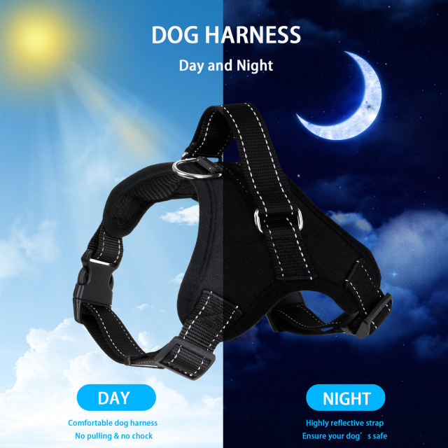 Dog Harness No Pull Adjustable Reflective Easy Control for Medium Large Dog Harness with Heavy Duty Dog Leash