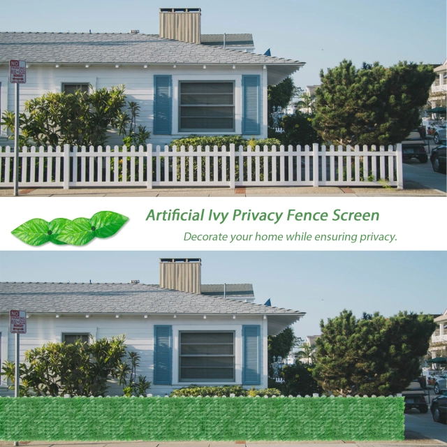 Artificial Privacy Fence Screen, 39'' x 118'' Panel Hedges Fence and Faux Ivy Vine Leaf Decoration for Outdoor Yard Garden Decor