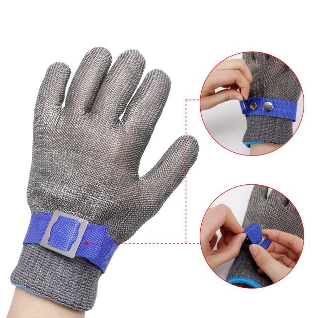 Stainless Steel Wire Metal Mesh Cut Resistant Gloves Butcher Safety Work Gloves  for Cutting, Slicing Chopping and Peeling 