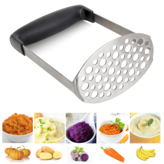 Potato Masher，Ergonomic Potato Masher，Heavy Duty Not Easy to Bend Potato Ricer, Potato Masher Hand, Stainless Steel Masher Kitchen Tool, Ricer for Mas