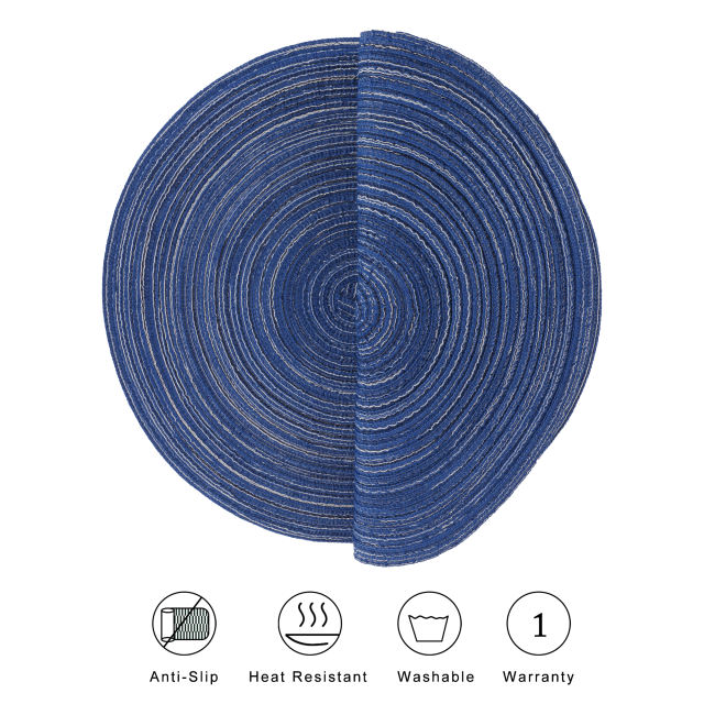 Karlesi 15 Inch Round Placemats Non Slip Heat Resistant Braided Table Mats for Kitchen,Fall, Dinner Parties, BBQs, Indoor and Ourdoor Use (6pcs placem