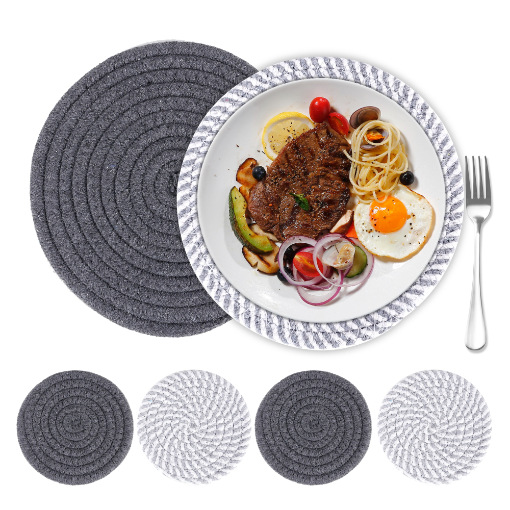 Absorbent Drink Coasters,Handmade Braided Drink Coasters 6 Pack for Tabletop Protection,Fabric Coasters Super Absorbent Heat-Resistant Great Housewarm