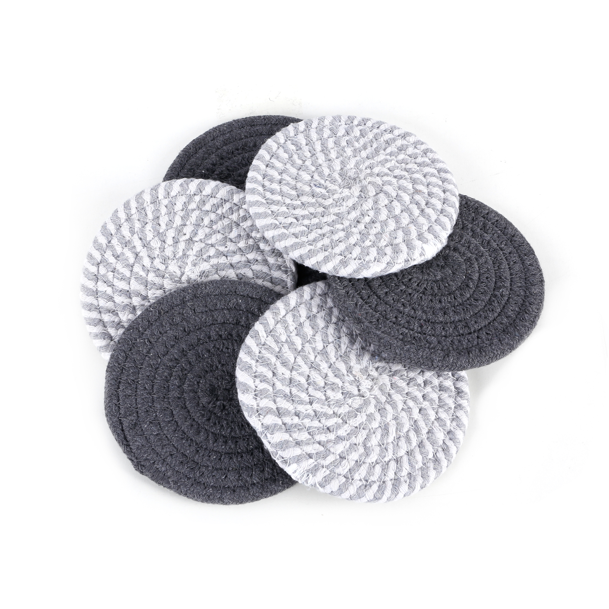 Absorbent Drink Coasters,Handmade Braided Drink Coasters 6 Pack for Tabletop Protection,Fabric Coasters Super Absorbent Heat-Resistant Great Housewarm