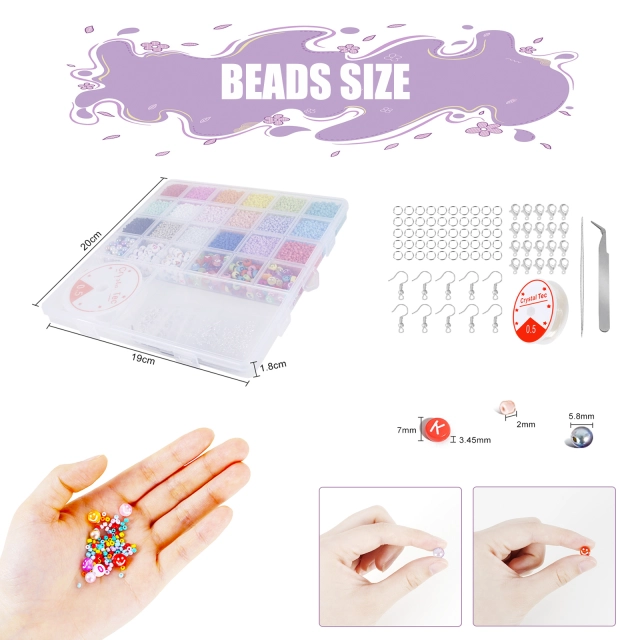 Beaded Jewelry Making Kit for Earring Bracelet Necklace,16200pcs Glass Seed Bead,Earring Hook Letter Beads Accessories for Unique Bead Jewelry Gift f