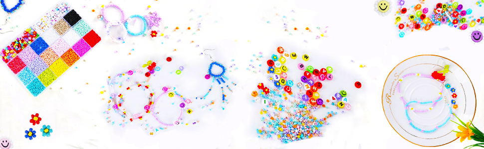 Beaded Jewelry Making Kit for Earring Bracelet Necklace,16200pcs Glass Seed Bead,Earring Hook Letter Beads Accessories for Unique Bead Jewelry Gift f