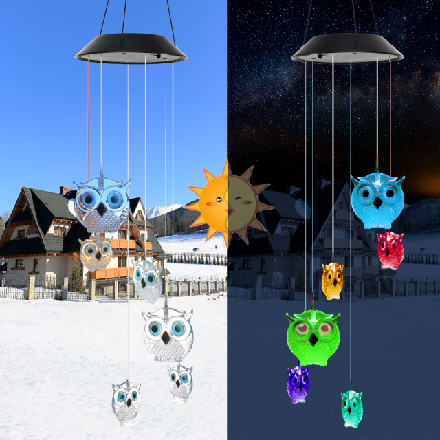 Colorful Wind Chime,Solar Owl Wind Chimes Outdoor/Indoor,Gifts for mom/Grandma/Girlfriend,Birthday Gifts,Outdoor Decor,Yard Decorations ,Memorial Wind