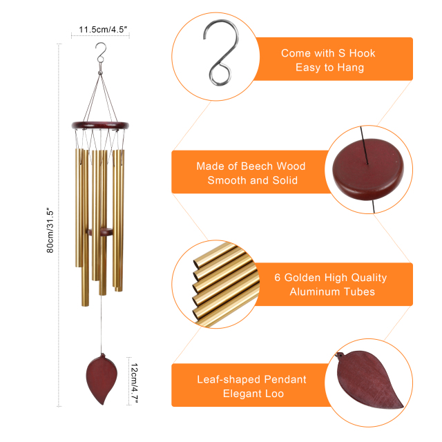 Outdoors Wind Chime,30" Wooden Sympathy Wind Chimes Memorial Wind Chime,Special and Meaningful Bereavement/Memorial Gifts/Sympathy Gift in Memory of a