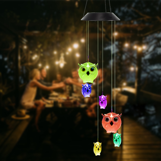 Colorful Wind Chime,Solar Owl Wind Chimes Outdoor/Indoor,Gifts for mom/Grandma/Girlfriend,Birthday Gifts,Outdoor Decor,Yard Decorations ,Memorial Wind