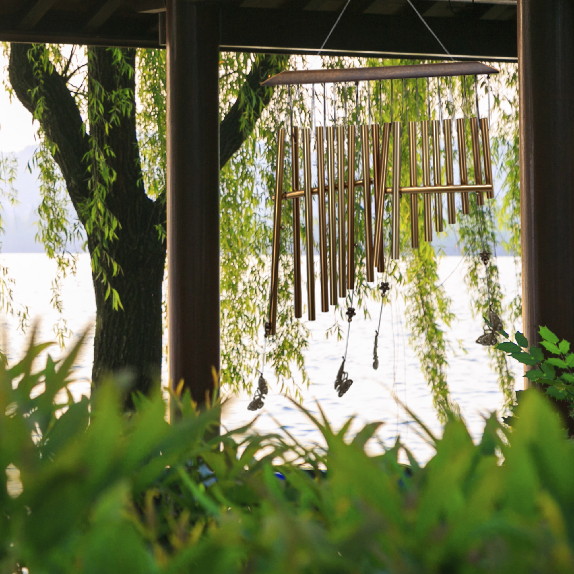 Wind Chimes for Outside, Memorial Wind Chime with 18 Aluminum Tubes,Butterfly Sympathy Wind Chimes Deep Tone,Great as or Hanging Decor for Patio, Gard