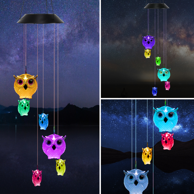 Colorful Wind Chime,Solar Owl Wind Chimes Outdoor/Indoor,Gifts for mom/Grandma/Girlfriend,Birthday Gifts,Outdoor Decor,Yard Decorations ,Memorial Wind