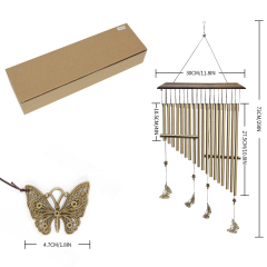 Wind Chimes for Outside, Memorial Wind Chime with 18 Aluminum Tubes,Butterfly Sympathy Wind Chimes Deep Tone,Great as or Hanging Decor for Patio, Gard