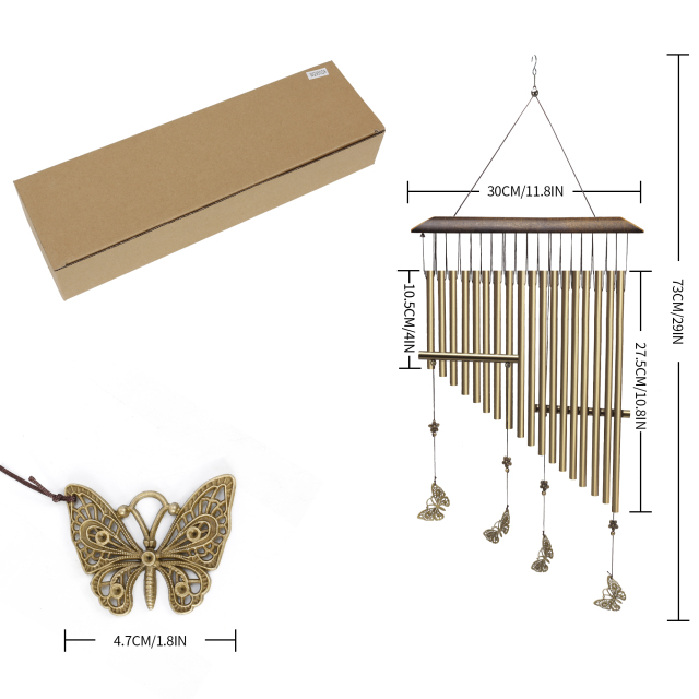 Wind Chimes for Outside, Memorial Wind Chime with 18 Aluminum Tubes,Butterfly Sympathy Wind Chimes Deep Tone,Great as or Hanging Decor for Patio, Gard
