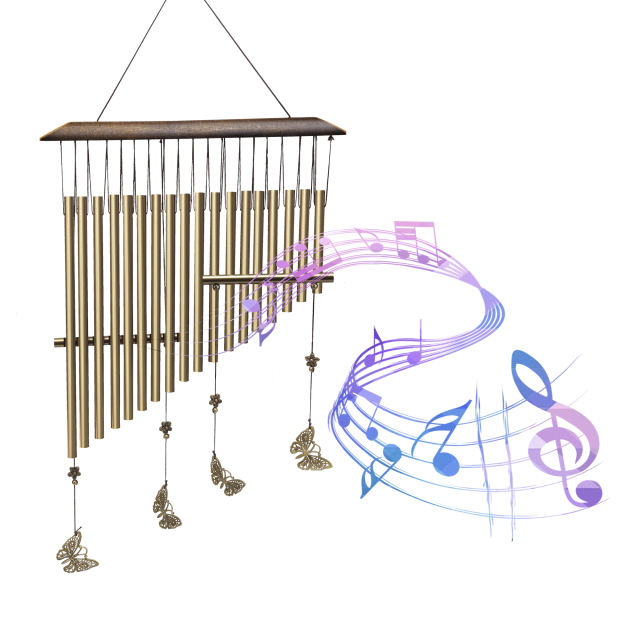 Wind Chimes for Outside, Memorial Wind Chime with 18 Aluminum Tubes,Butterfly Sympathy Wind Chimes Deep Tone,Great as or Hanging Decor for Patio, Gard