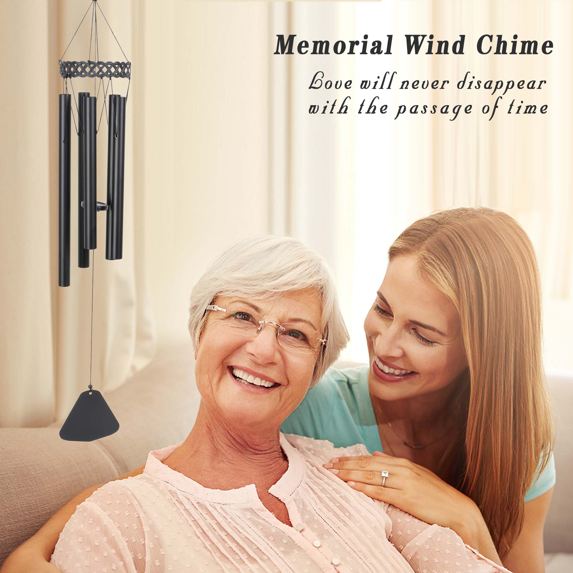 Memorial Wind Chimes for Outside, 36" Sympathy Wind Chimes, Bereavement Condolence Gifts for Patio Garden Porch, Relaxing, Sweet Tones,Garden Home Yar