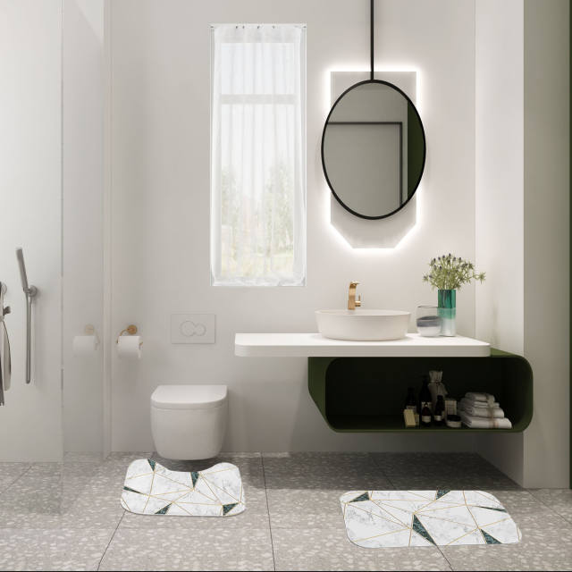 Bathroom Rugs by Karlesi,2 Piece Bath Mats Set, Soft Anti-Slip Bath Rugs + U Shape Contoured Bathroom Rugs.Durable and Waterproof, for Bathroom Decor