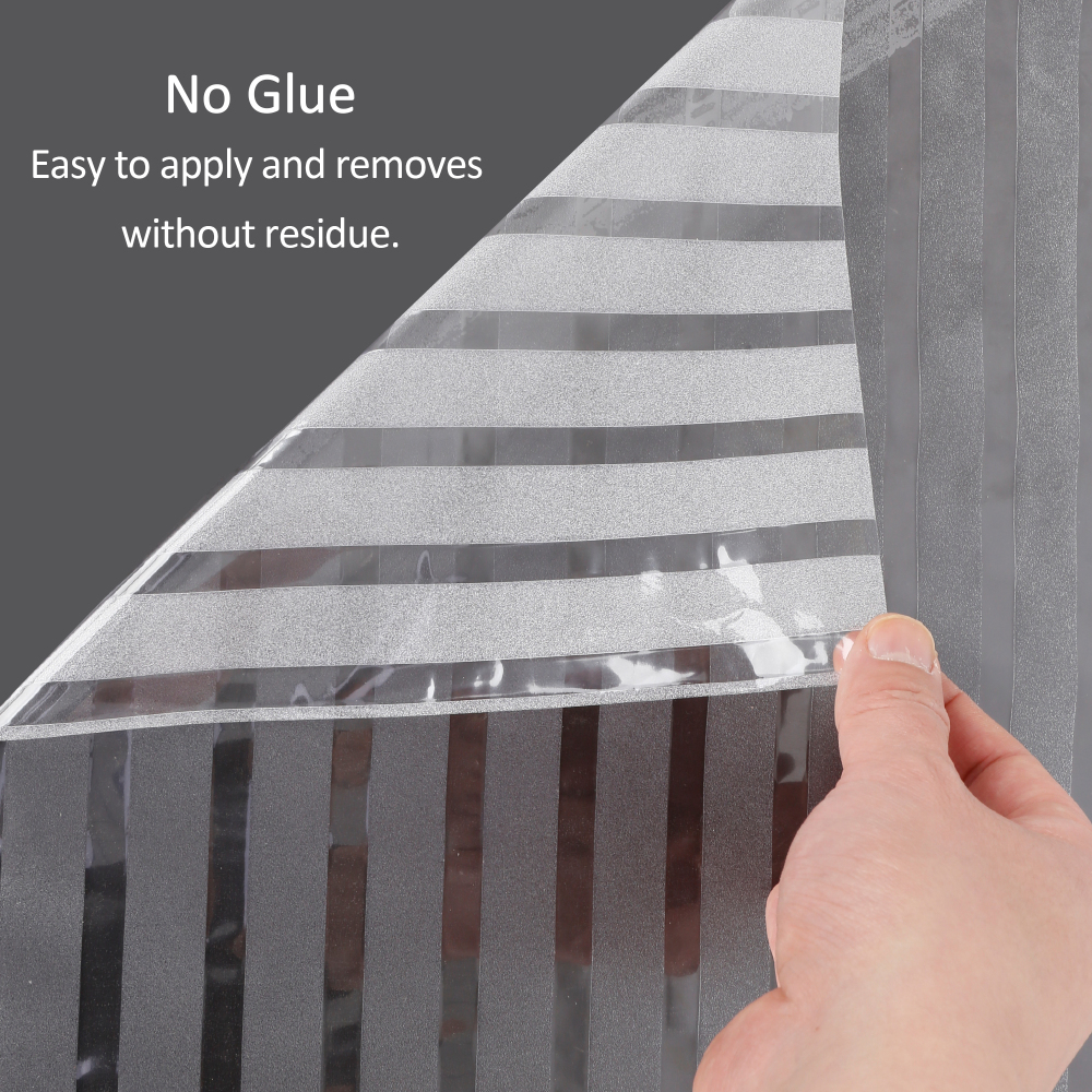 Privacy Window Film,Frosted Static Cling Non-Adhesive Vinyl Glass Film Anti UV, Window Decor for Home Office Kids Study Meeting Room,Stripe Patterns