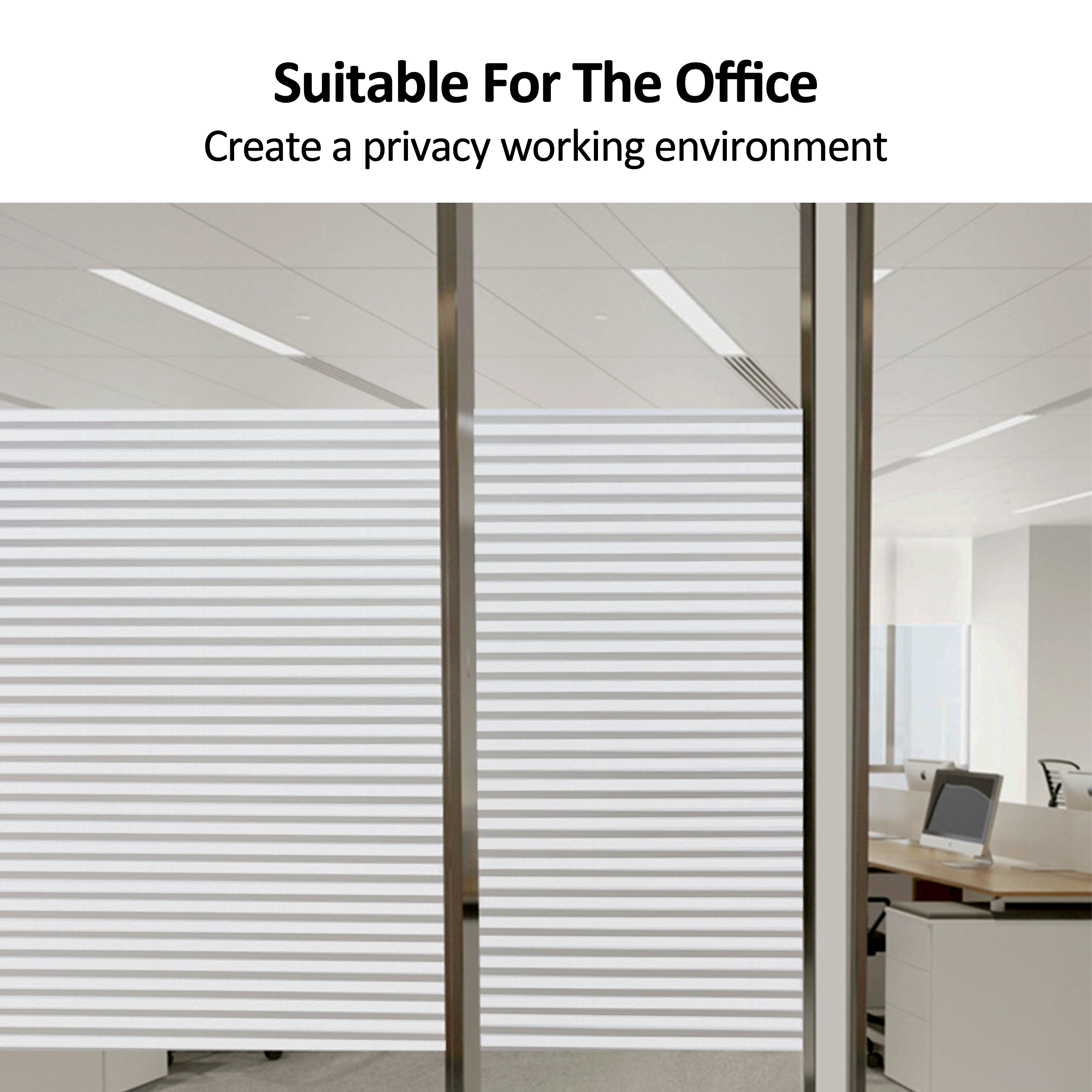 Privacy Window Film,Frosted Static Cling Non-Adhesive Vinyl Glass Film Anti UV, Window Decor for Home Office Kids Study Meeting Room,Stripe Patterns