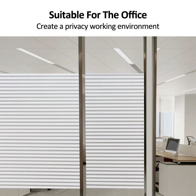 Privacy Window Film,Frosted Static Cling Non-Adhesive Vinyl Glass Film Anti UV, Window Decor for Home Office Kids Study Meeting Room,Stripe Patterns