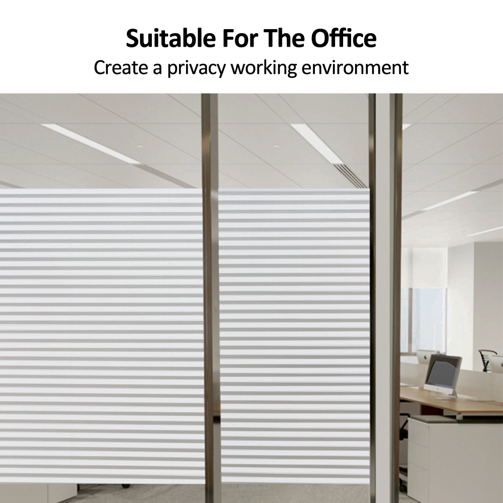 Privacy Window Film,Frosted Static Cling Non-Adhesive Vinyl Glass Film Anti UV, Window Decor for Home Office Kids Study Meeting Room,Stripe Patterns