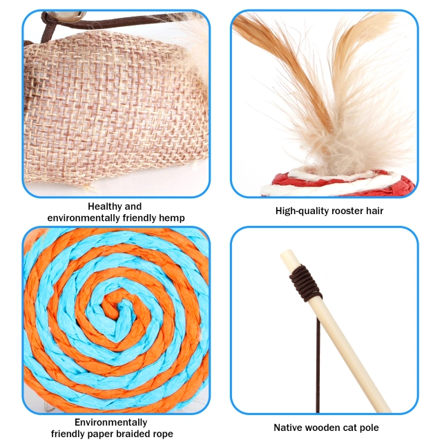 To participate in free even7 Pcs Cat Feather Toys Kitten Toys Assortments Wand Interactive Feather Toy with Fluffy Mouse