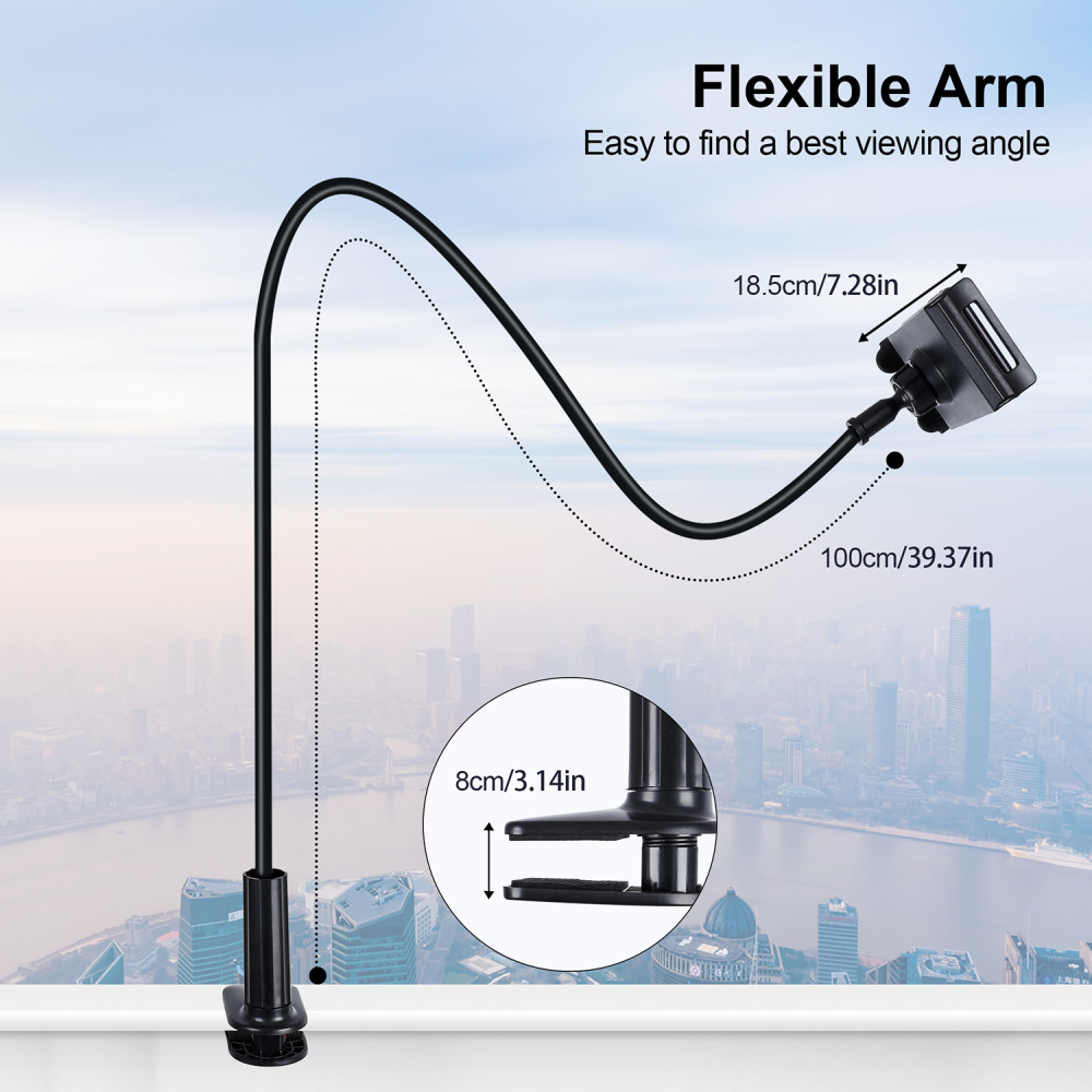 Adjustable Phone Holder Bed Gooseneck Tablet Mount,Flexible Lazy Long Arm Headboard Bedside,Overhead Mount Stand Compatible with Phone 12 Mini 11 Pro