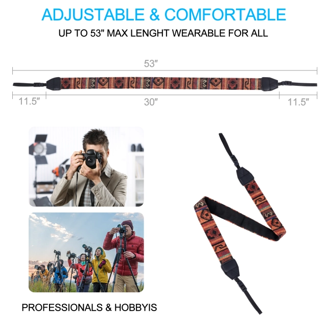 Universal Camera Shoulder Neck Strap &amp; Wrist Strap,Higher-end and Safer Camera Straps for Photographers Compatible with All DSLR Camera Nikon Canon So