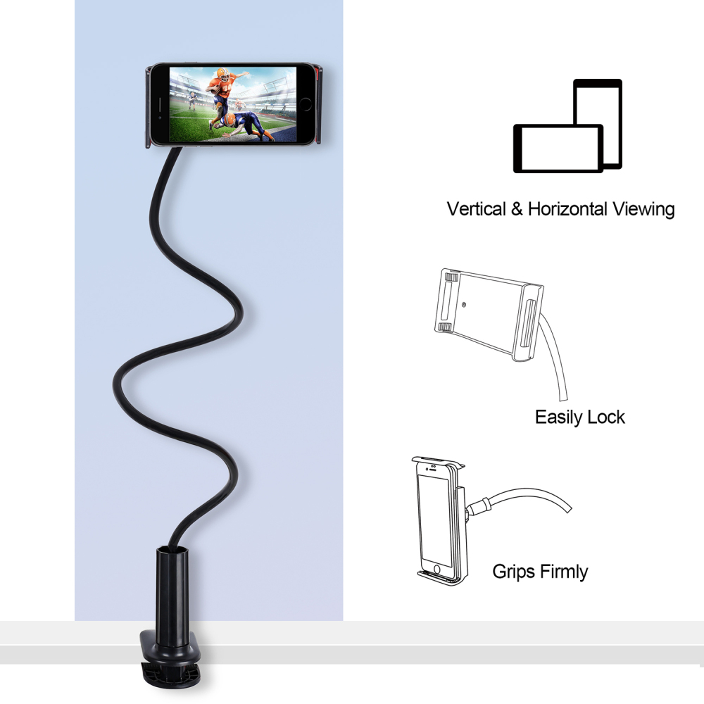 Adjustable Phone Holder Bed Gooseneck Tablet Mount,Flexible Lazy Long Arm Headboard Bedside,Overhead Mount Stand Compatible with Phone 12 Mini 11 Pro