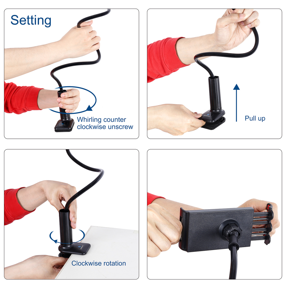 Adjustable Phone Holder Bed Gooseneck Tablet Mount,Flexible Lazy Long Arm Headboard Bedside,Overhead Mount Stand Compatible with Phone 12 Mini 11 Pro