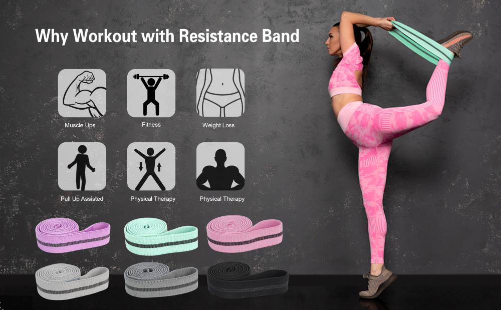 Resistance Bands for Legs and Butt - Fabric Exercise Bands Set Booty Bands Hip Bands Wide Workout Bands Resistance Loop Bands Anti Slip Circle Fitness