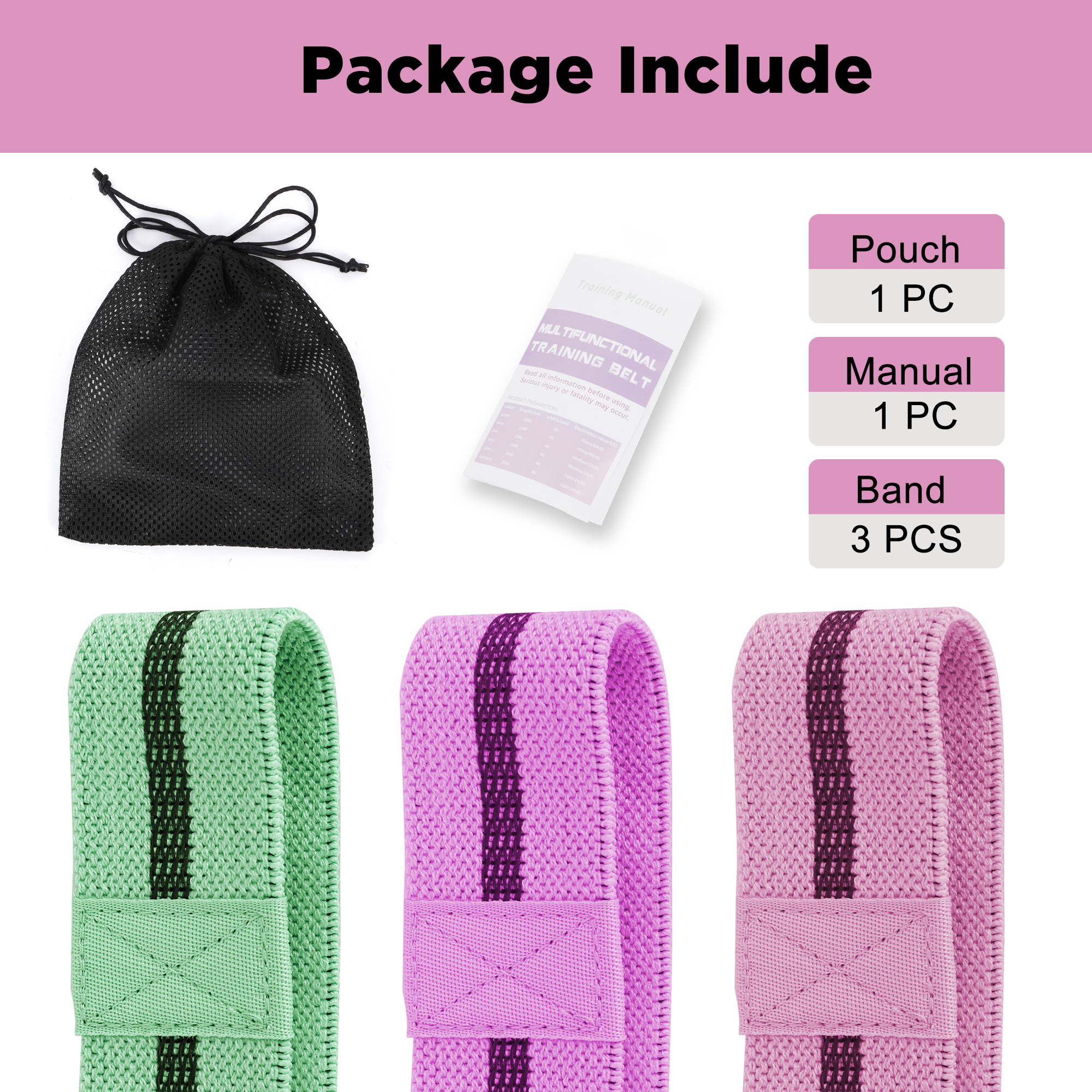 Resistance Bands for Legs and Butt Fabric Exercise Bands Set