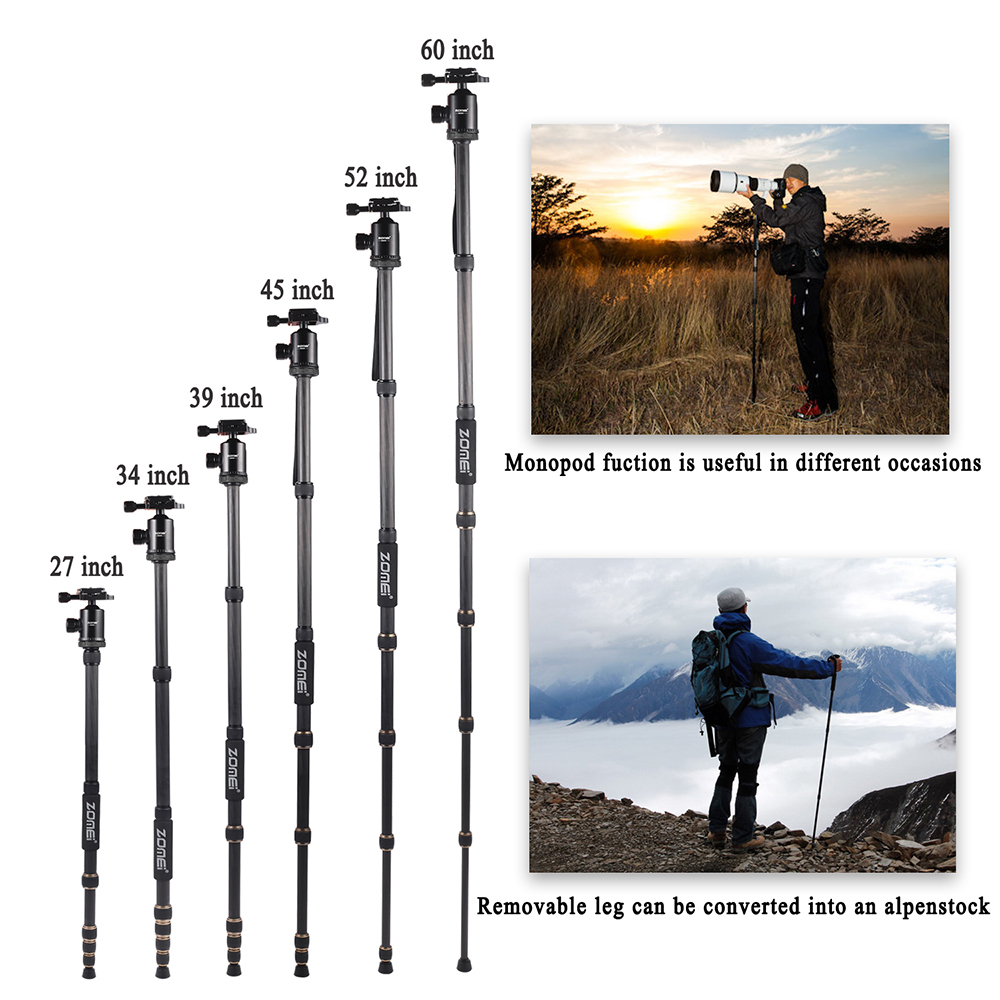 Discount  ZOMEi Z669C Ultra Travel Tripod with Twist Locks - Enough Compact and Sturdy for Outdoor Long-exposure Images Shooting