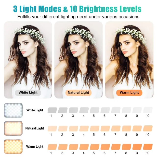 Rechargeable Selfie Light with Clip and Adapter for Fill Light Pictures Phone Video Conferencing Portable Light