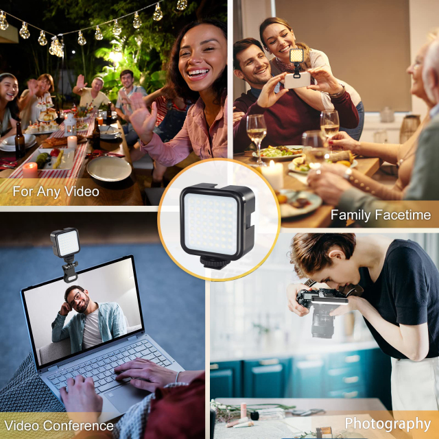 Camera Light with 3 Cold Rechargeable Dimmable Portable Photography Photo Lighting Panel for YouTube DSLR Camcorder Vlog