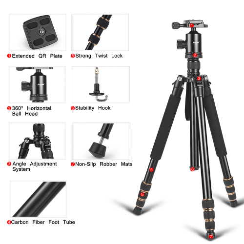 3PCS ZOMEi Z668 Tripod Monopod Compact and Stable for Taking Night Time Shots Suitable for Canon Nikon DSLR Camera