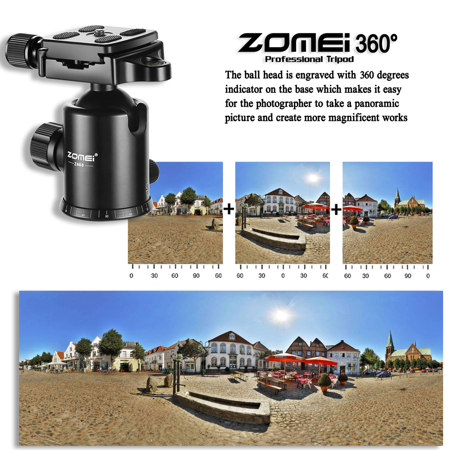 3PCS ZOMEi Z668 Tripod Monopod Compact and Stable for Taking Night Time Shots Suitable for Canon Nikon DSLR Camera