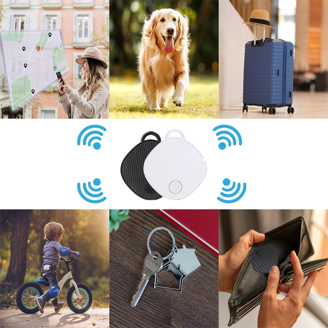Luggage Tracker Key Finder Smart Bluetooth Tracker Pairs with Apple Find My (iOS Only) Item Locator for Bags Wallets Keys Anti-Lost 4 Pack