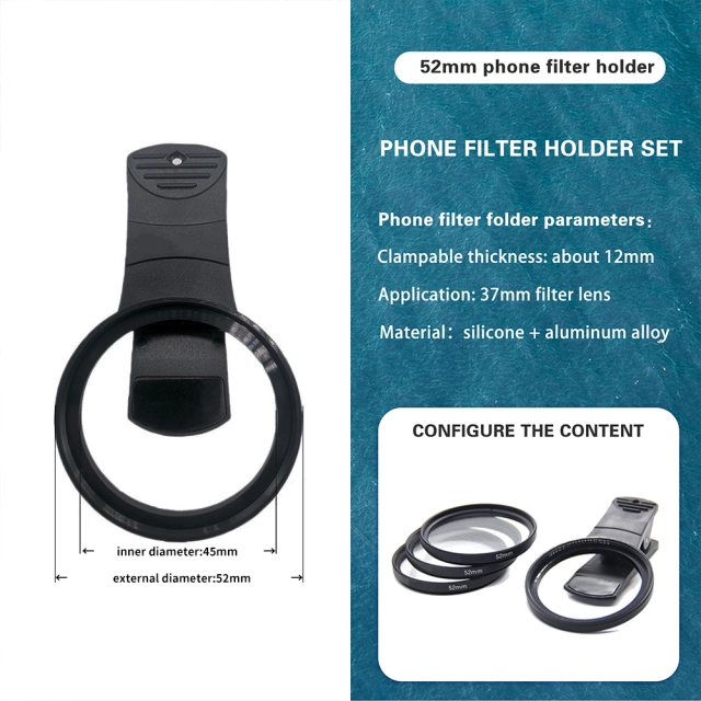 52mm CPL Filter Universal Circular Polarizer Lens Filter Cell Phone Lens Accessory Kit Includes CPL Lens and Clip