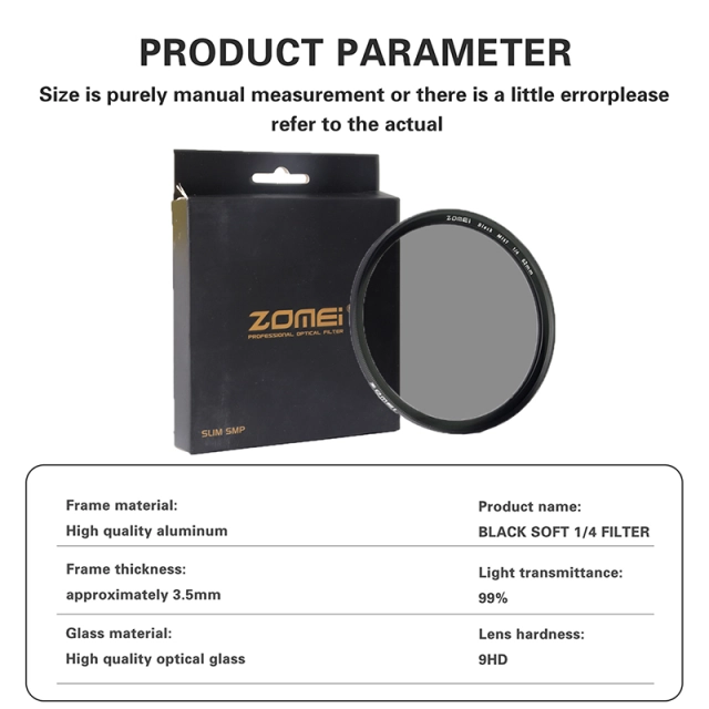 67mm 1/4 Black Mist Diffusion Cinematic Effect Filter with 18 Multi-Layer Coatings for Video/Vlog/Portrait Photography