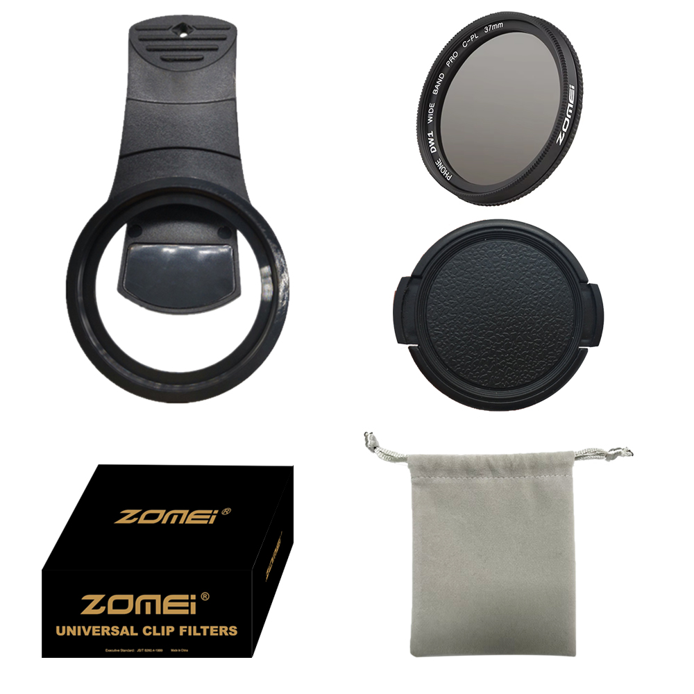 37mm Cell Phone Lens CPL Filter Universal Phone Camera Lens Clip On CPL Filter Lens and Storage Bag