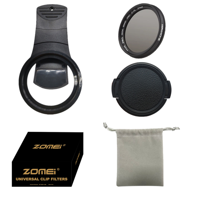 37mm Cell Phone Lens CPL Filter Universal Phone Camera Lens Clip On CPL Filter Lens and Storage Bag